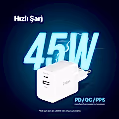 Ttec SmartCharger Duo Pro 45W Seyahat Hızlı Şarj Aleti USB-C+USB-A