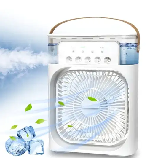 Işıklı Buharlı Masa Üstü Hava Nemlendirici Fan Vantilatör