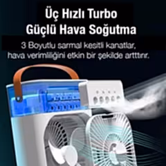 Işıklı Buharlı Masa Üstü Hava Nemlendirici Fan Vantilatör