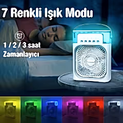 Işıklı Buharlı Masa Üstü Hava Nemlendirici Fan Vantilatör