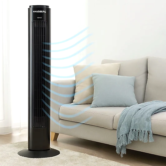 Hausberg Enerji Tasarruflu Sessiz Kule Fan Siyah