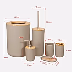 Banyo Paspas HEDİYELİ 6 Parça Banyo Aksesuar Seti Kapuçino