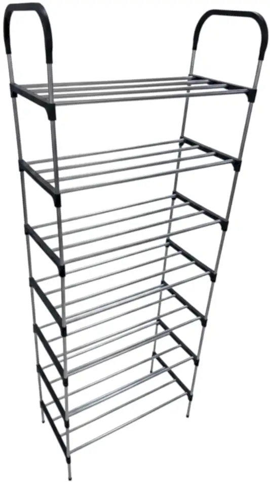 7 Katlı Dar Alanlara Uygun 42 Cm Ayyakkabı Rafı Siyah