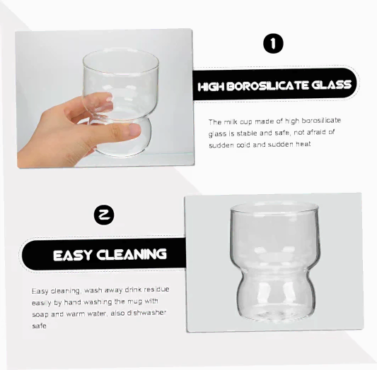 4'lü Borosilkat Cam Çift Katmanlı Şık Su Bardağı 300ml