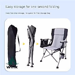 Katlanır Taşıma Çantalı 600D Kumaş Kamp Sandalyesi Gri Siyah