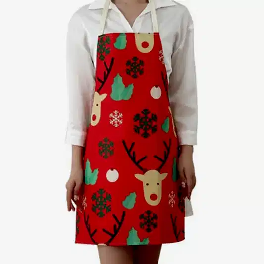 Yeni Yıl Temalı Geyikli Mutfak Önlüğü 70x55 cm