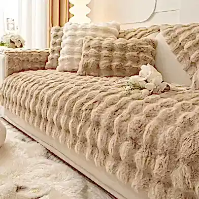 Camel Tavşan Tüyü Kaymaz Kanepe Örtüsü Kılıfı