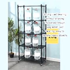 Tekerlekli Katlanabilir 5 Katlı Siyah Metal Raf 155x70x30 Cm