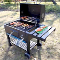 Ayarlanabilir Raflı Kömürlü Termometreli Barbekü Bahçe Izgarası Mangal