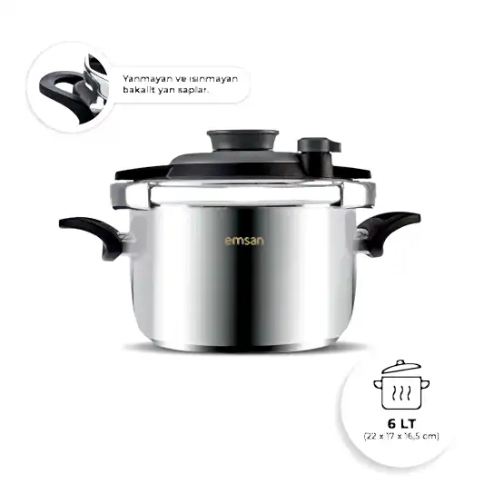 Emsan Vera 6 Lt Düdüklü Tencere Siyah