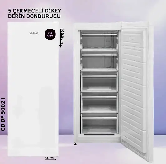 Regal 5 Çekmeceli Dikey Derin Dondurucu Beyaz