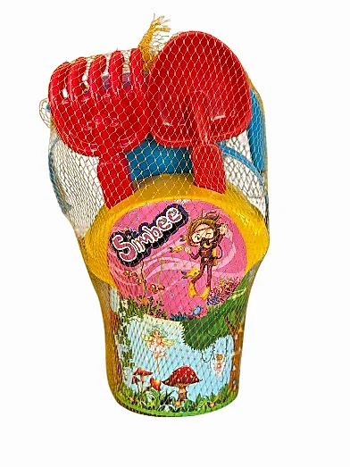Renkli Desenli 30 Cm Kazma Kürek Tırmıklı Plaj Kova Set