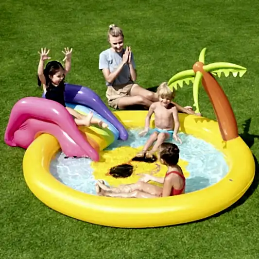Bestway 2+ Yaş 237x201x104 Cm Fıskiyeli Kaydıraklı Şişme Çocuk Havuzu