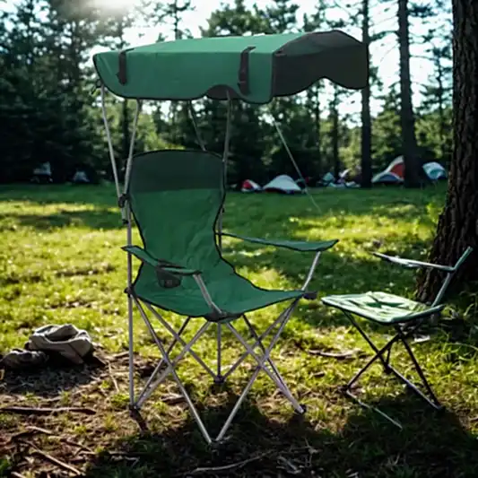 Gölgelikli Katlanabilir Kamp Sandalyesi Yeşil