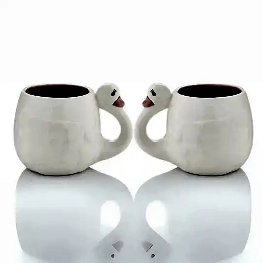 Swan 2'li Seramik Kuğu Karakterli Kupa Takımı