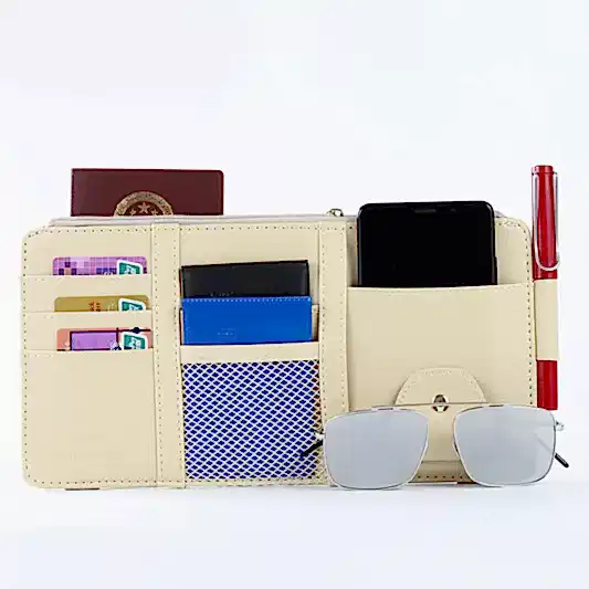 Araç İçi Güneşlik Altı Düzenleyici Cüzdan 29x15 cm Bej