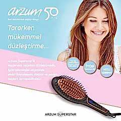Arzum Superstar Saç Düzleştirici Fırça Siyah