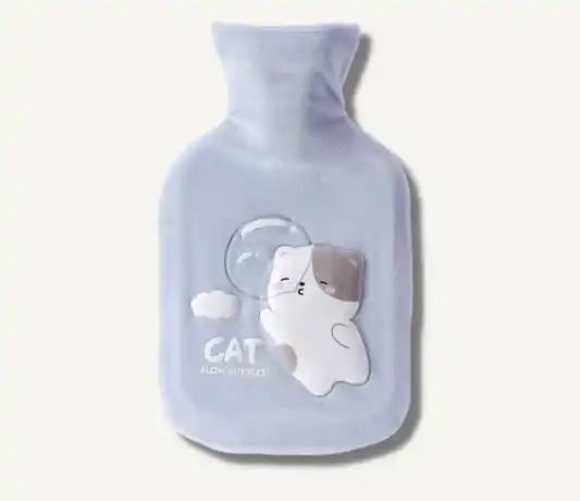 Sevimli Kedi Desenli 600 ML Sıcak Su Torbası Mavi