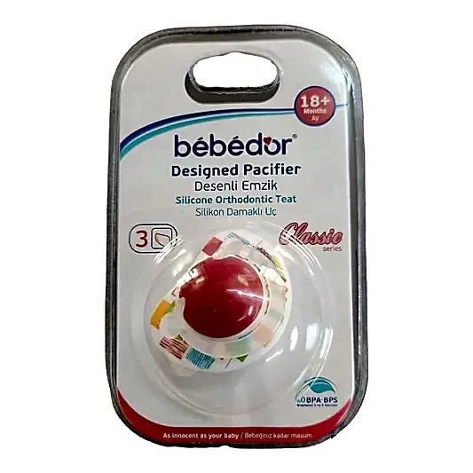 Bebedor 163 Art Desenli Silikon Emzik No:3, Kırmızı