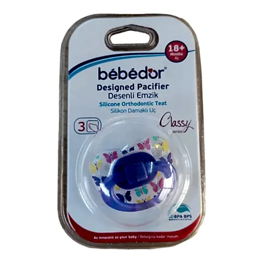 Bebedor Silikon Damaklı Uçlu Desenli Emzik Mor