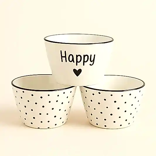 3'lü Happy Kalp Desenli 400 ML Kase