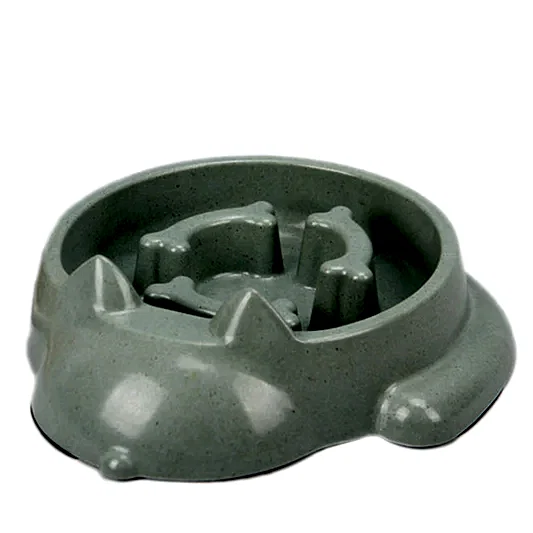 Yavaş Yeme Pet Mama Kabı Bambu Altı Kaymaz Yeşil