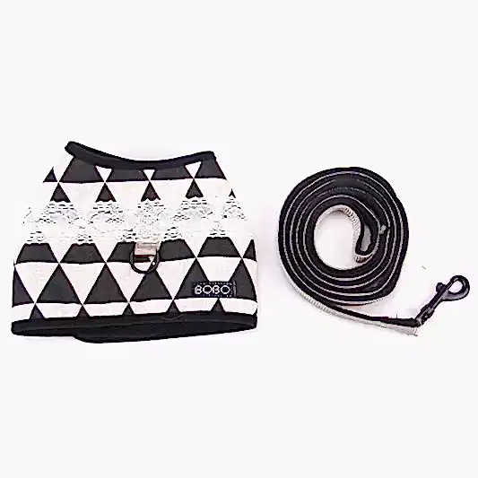 Desenli Köpek Gögüs Tasması Siyah Beyaz