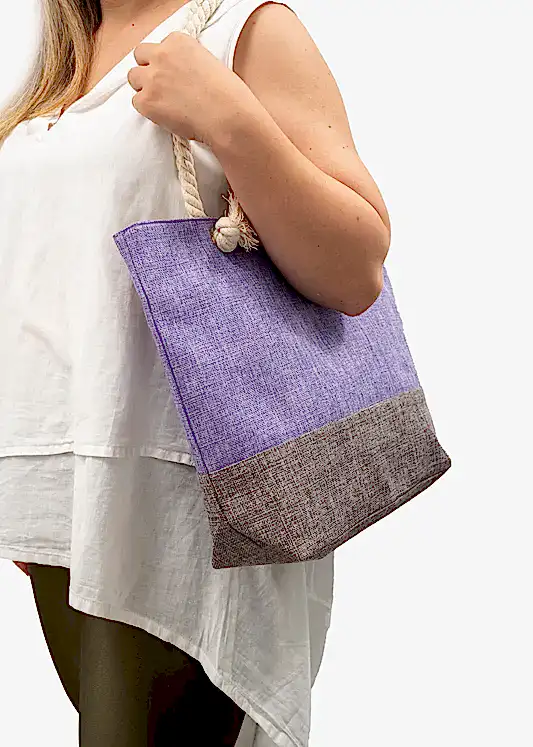 Çift Renkli Plaj Çantası Mor