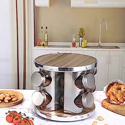 Dönebilen Stantlı 8 Adet Tezgah Üstü Baharat Seti