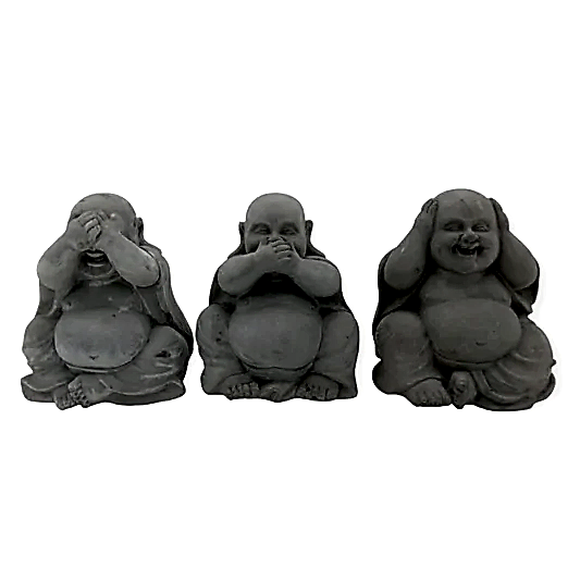 Dekoratif 3'lü Görmedim Duymadım Bilmiyorum Buddha Heykeli