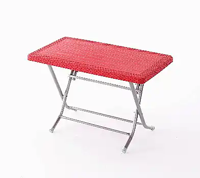Heniver Rattan 70x120 Cm Metal Ayaklı Katlanır Masa Kırmızı