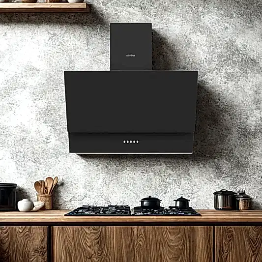Simfer Premium Duvar Tipi Cam Davlumbaz Siyah