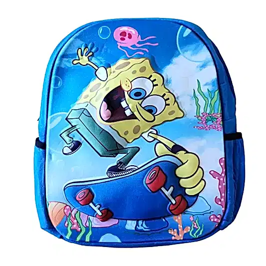 Sünger Bob Kabartmalı 32x 28 cm Okul Sırt Çantası Mavi