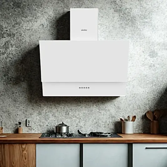 Simfer Premium Duvar Tipi Cam Davlumbaz Beyaz