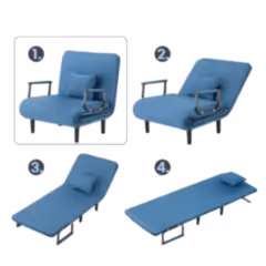 Katlanabilir 5 Pozisyonlu Yatağa Dönüştürülebilir Koltuk Mavi