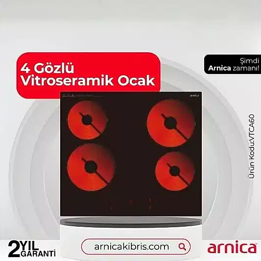 Arnica 4 Gözlü Vitroseramik Ocak