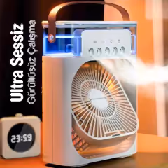 Işıklı Buharlı Masa Üstü Hava Nemlendirici Fan Vantilatör