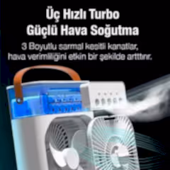 Işıklı Buharlı Masa Üstü Hava Nemlendirici Fan Vantilatör