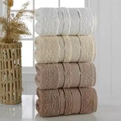 Julie 50x90 cm Liza 4'lü  Baş ve Yüz Havlusu Kahve Tonları