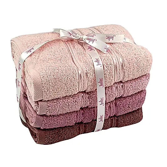 Julie Liza 50X90 cm 4'lü Baş ve Yüz Havlusu Pembe Tonları