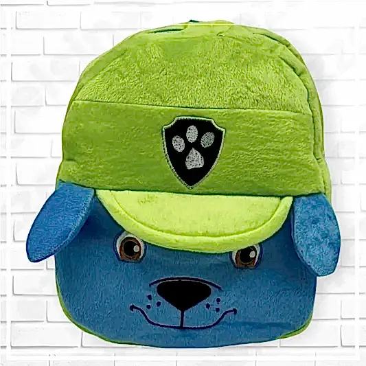 Sevimli Köpek Figürlü Peluş Çocuk Sırt Çantası Yeşil Mavi