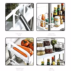 4 Katlı Çok Amaçlı Tekerlekli Beyaz Raf