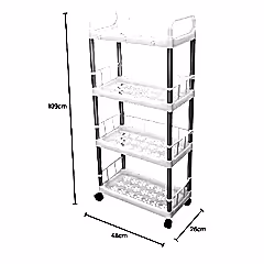 4 Katlı Çok Amaçlı Tekerlekli Beyaz Raf