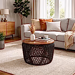 Siyah Halat Örme Sehpa 55x55x46 Cm