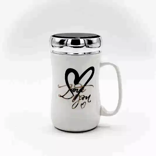 Yazılı Ayna Kapaklı Seramik Mug Kupa