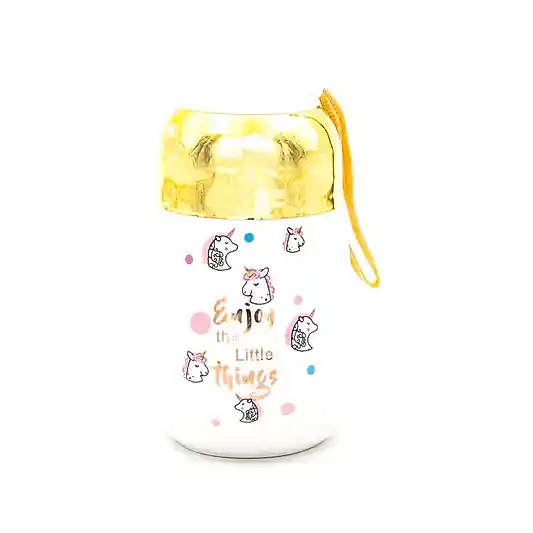 Seramik Enjoy the Little Things Yazılı Desenli Gold Kapaklı Termos Bardak