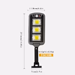 Solar Güneş Enerjili 75 COB Sensörlü Kumandalı Solar Lamba