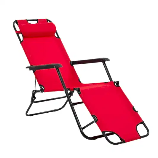 Katlanır Şezlong Sandalye 153x60x75 cm Kırmızı