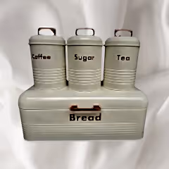 Metal Ekmeklik ve Kahvelik Şekerlik Seti Beyaz Altın