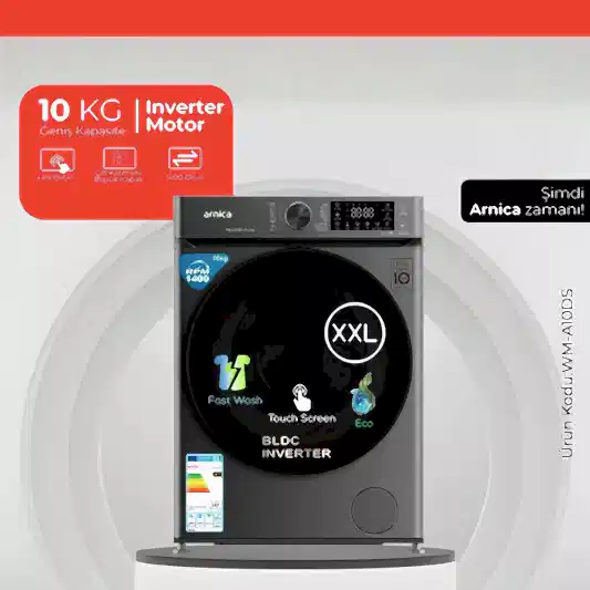 Arnica 10 Kg Inverter Çamaşır Makinesi Silver